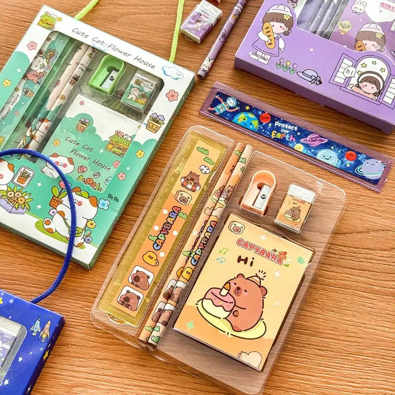 Cute Cartoon Capybara Pencil Stationery Kawaii Eraser Sharpener Qme