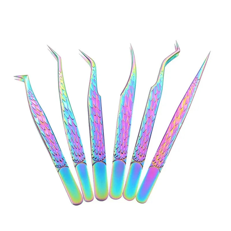 False Eyelash Tweezers Colorful Stainless Steel Precision Anti-static Qme