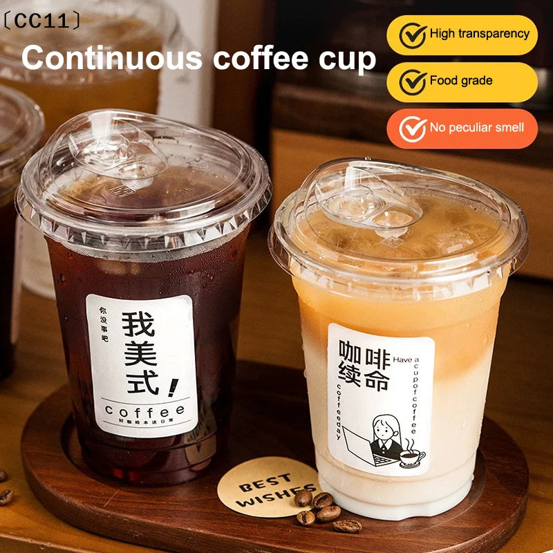 Disposable Coffee Cup Transparent Thickened Milk Tea Lids Suitable Qme