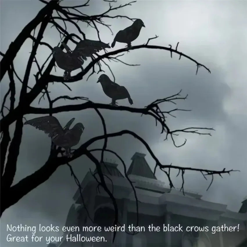 3pcs/set Halloween Black Crow Fakes Bird Toys Feather Animal Festival Decoration Props Party Supplies Garden Statues Sculptures Qme