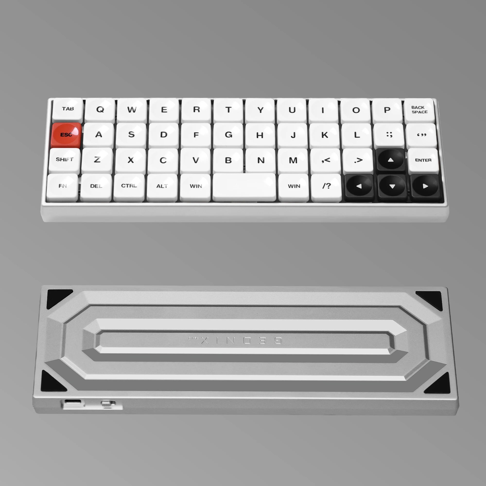 Chosfox Geonix48 Rev.2 Low Profile Keyboard Three Mode Portable Mechanical Keyboard Kit Support QMK/VIA For MX and Choc Switch Qme Silver keyboard Single Mode