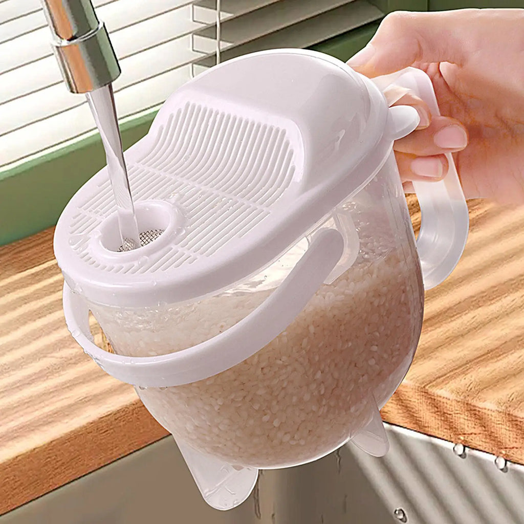 Rice Washer Kitchen Colanders Strainer Bowl Lid Household Vegetable Qme