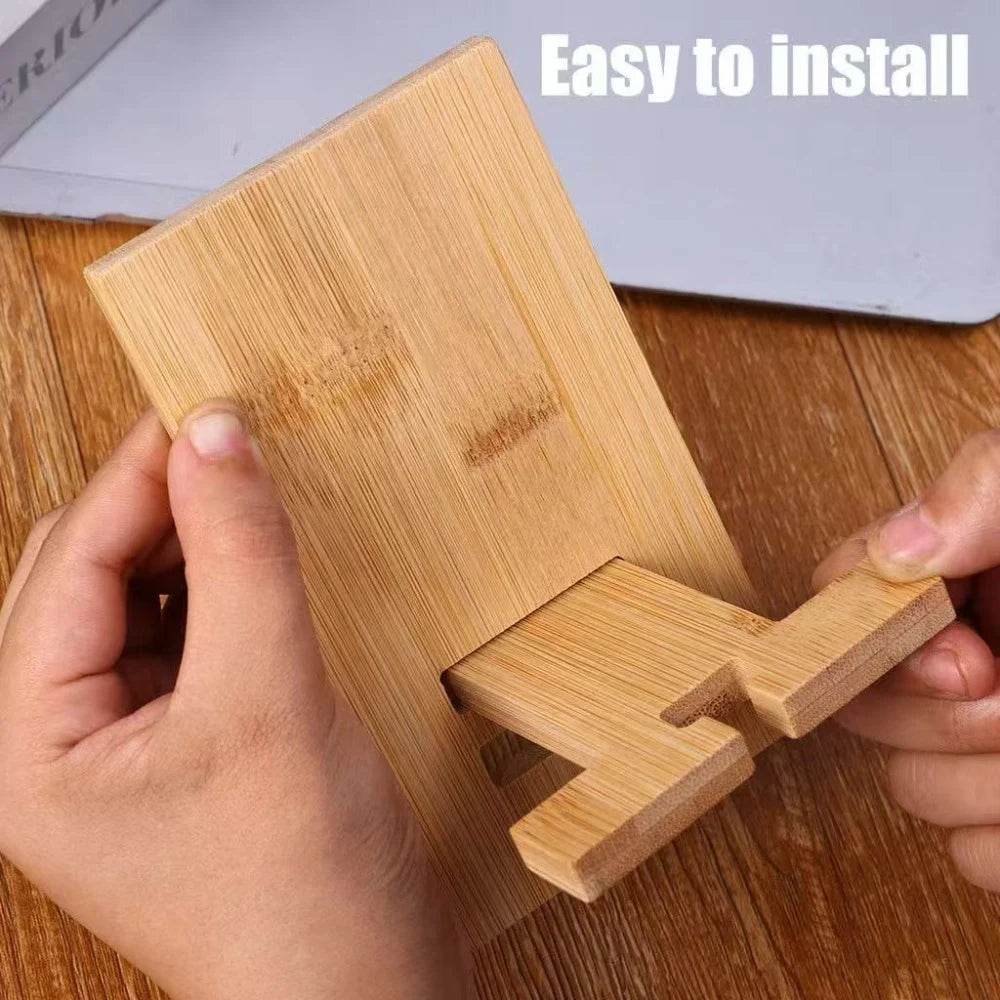 Multi-functional Tablet Stand Lazy Phone Bracket Desktop Bamboo Phone Holder Practical Wooden Smartphone Charging Stand Creative Qme