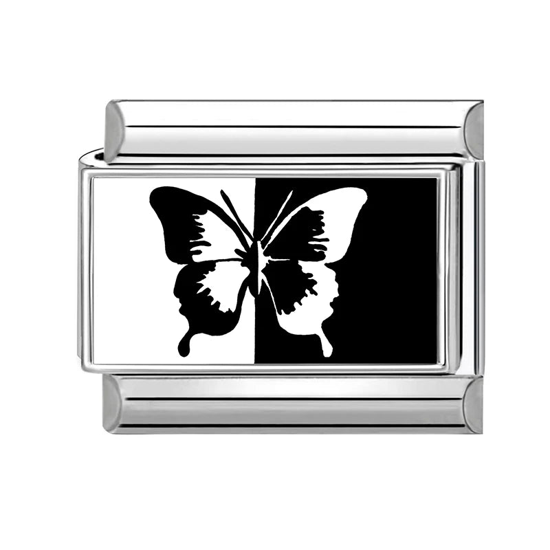 2026 Women's Black Heart Tulip FlowerS Cats Taichi 8 Ball Italian Charms Bracelets Fit 9mm Stainless Steel Bracelet Jewelry Gift Qme Style 6