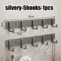 Elegant Simple Aluminum Alloy Wall Hook No Drill Design for Office Coat Umbrella and Personal Work Item Wall Hanging Use Qme silvery-5hooks-1pcs