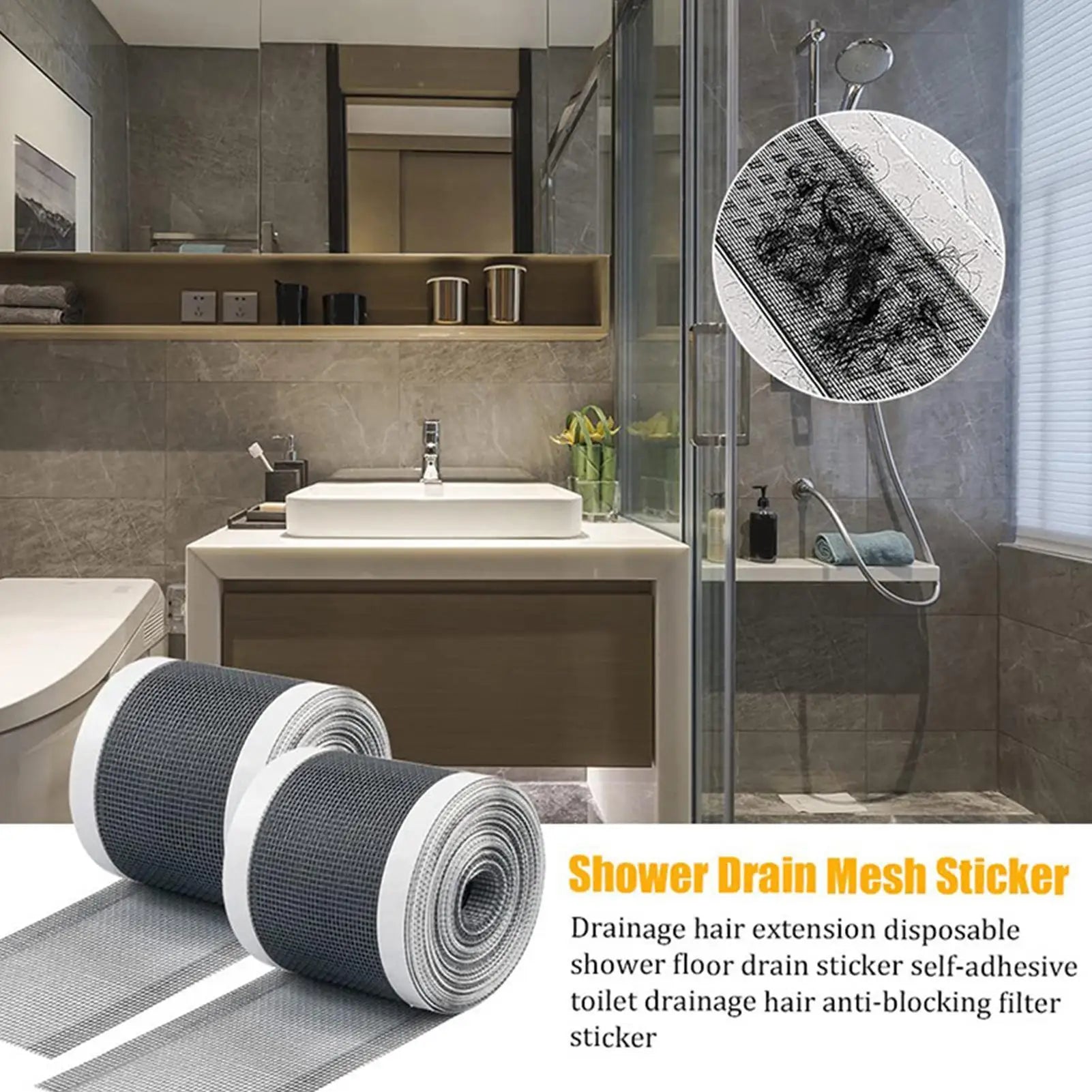 Tub Drain Hair Catcher Cuttable Mesh Cover Stickers Screen Home Qme