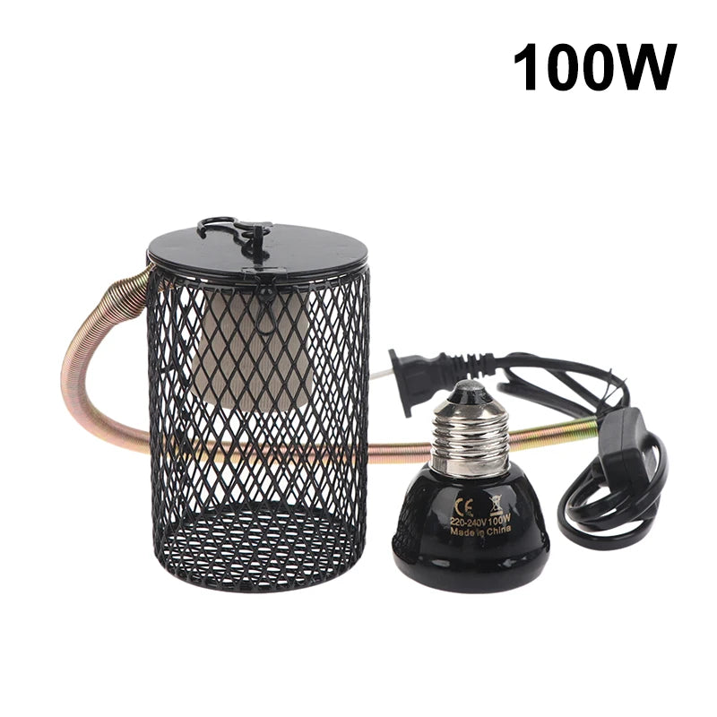 E27 Pet Heating Lamp With Anti-scalding Lampshade For Turtle Snake Lizard Infrared Ceramic Emitter Heat Light 25/50/75/100W Qme 100W