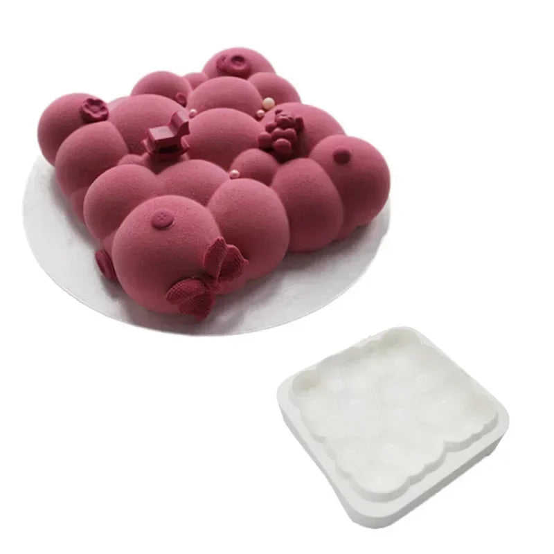3D Square Cloud Shaped Silicone Cake Mold White Mousse Baking Dessert Qme A