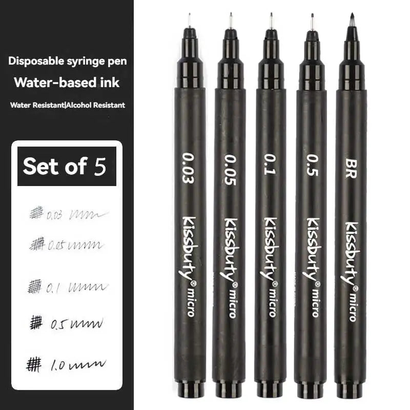5Pcs Color Micro-Pen Fineliner Pens,High Quality Pigment Liner Multiliner Archival Ink Micro Fine Pen,for Sketching, Drawing Qme Black-mix