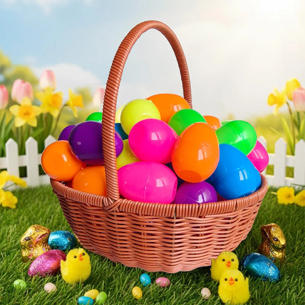 10Pcs Fillable Easter Eggs Bulk Colorful Plastic Refillable Empty Egg for Easter Egg Hunt Game Kids Party Favor Classroom Prizes Qme