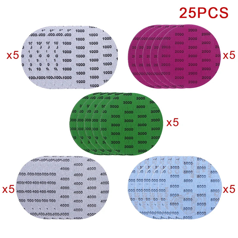 15/25Pcs 5 Inch 1000 2000 3000 4000 5000 Grit Sandpaper Discs Dry Wet Grinding Sanding Discs For Metal Wood Polishing Tools Qme 25pcs