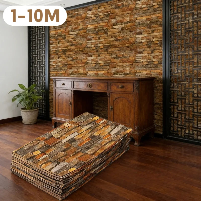 Waterproof Anti Stain Vintage 3D Brick Wall Sticker 70cmx1m Self Adhesive Wallpaper Living Room Bedroom Home Wall Decor Qme
