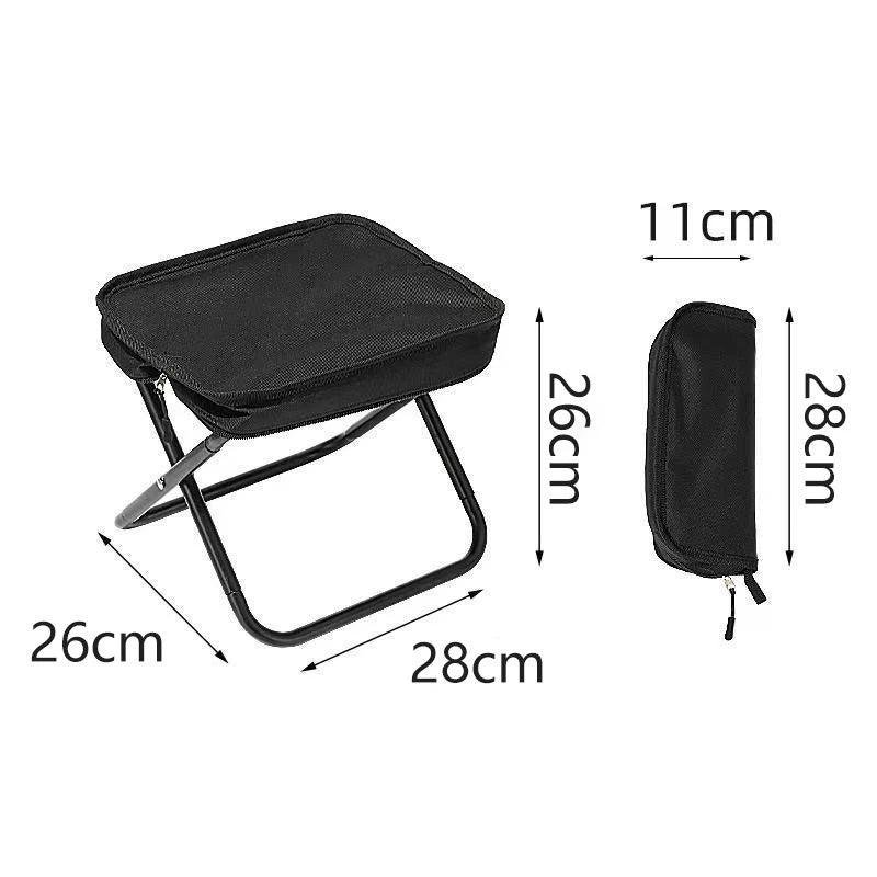 Portable Folding Camping Stool Carry Bag Lightweight Collapsible Qme Black 1Pc