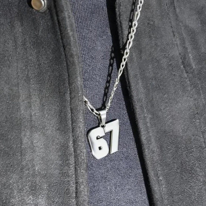 Minimalist Chain 67 Number Pendant Necklace Women Men Lucky Trend Qme