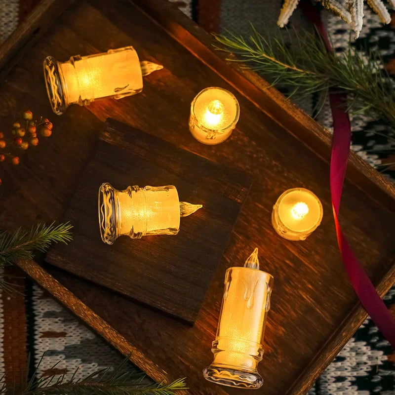 LED Crystal Candle Light Christmas Smokeless Romantic Birthday Candle Mini Transparent Electronic Candle Light Qme