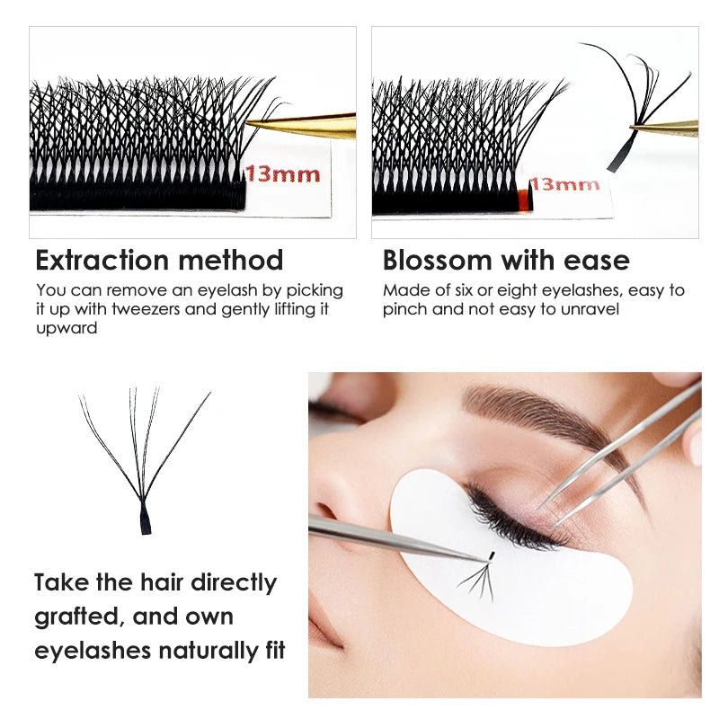 NATUHANA Double W-shape 3D 4D 5D Premade Fans Eyelash Extensions Qme