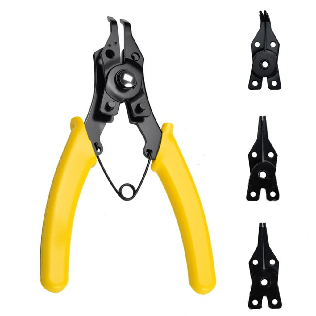 4 In 1 Convertible Internal External Retaining Ring Plier Anti-Slip C Clip Circlip Lock Ring Removal Tool For Automotive Repair Qme YELLOW