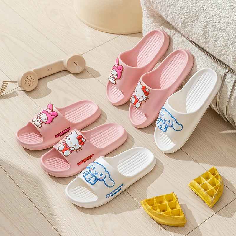 Hello Kitty Cartoon-Style Minimalist Flip-Flops Cute, Non-Slip Flip-Flops for Students Lightweight Slippers for Home and Ba Qme