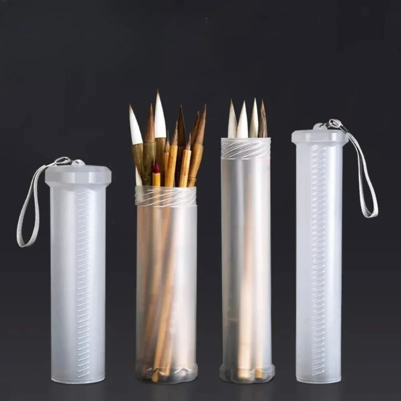 1PCS Transparent ABS telescopic pen holder, art painting brush pencil holder, suitable for outdoor sketching brush storage Qme