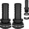 2Piece-mounted rainwater barrel overflow connector 25mmBarbed pipe fitting｜Adaptation1InchBSPThread｜Includes anti-leakage nut an Qme 2pcs Black