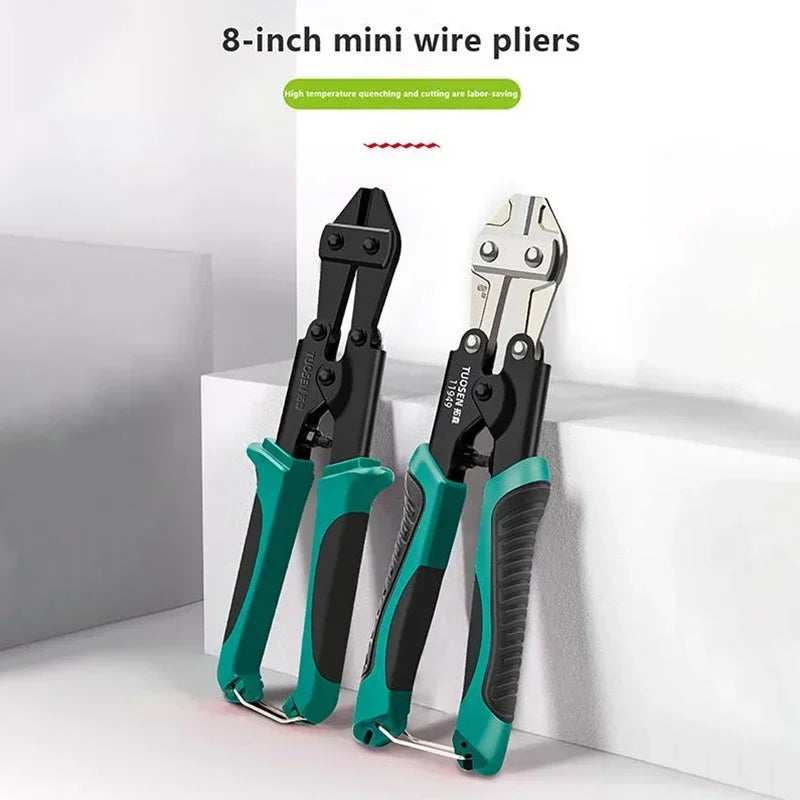 8 Inch Manganese Steel Heavy Duty Bolts Cutter Wire Rope Clamp Pliers Multi-Function Hand Tools Mini Ratchet Cable Scissors Qme