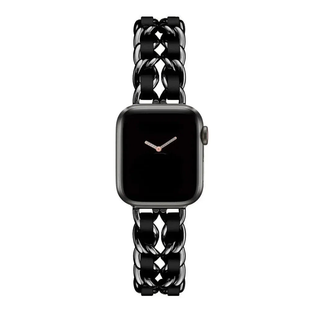 Luxury Metal Denim Strap For Apple Watch Band Ultra 2 1 49mm 41 45mm 38 42mm 44 40mm Bracelet For iWatch 9 8 7 SE 6 5 4 3 Women Qme Black 42mm 44mm 45mm 49mm