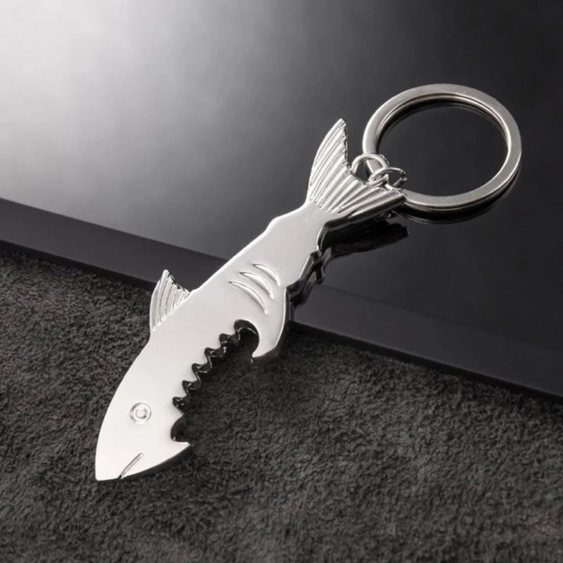 1Pc Shark Bottle Opener Keychain Shaped Zinc Alloy Beer Bottle Opener Women Men Key Ring Unique Creative Gift. Qme 1pc