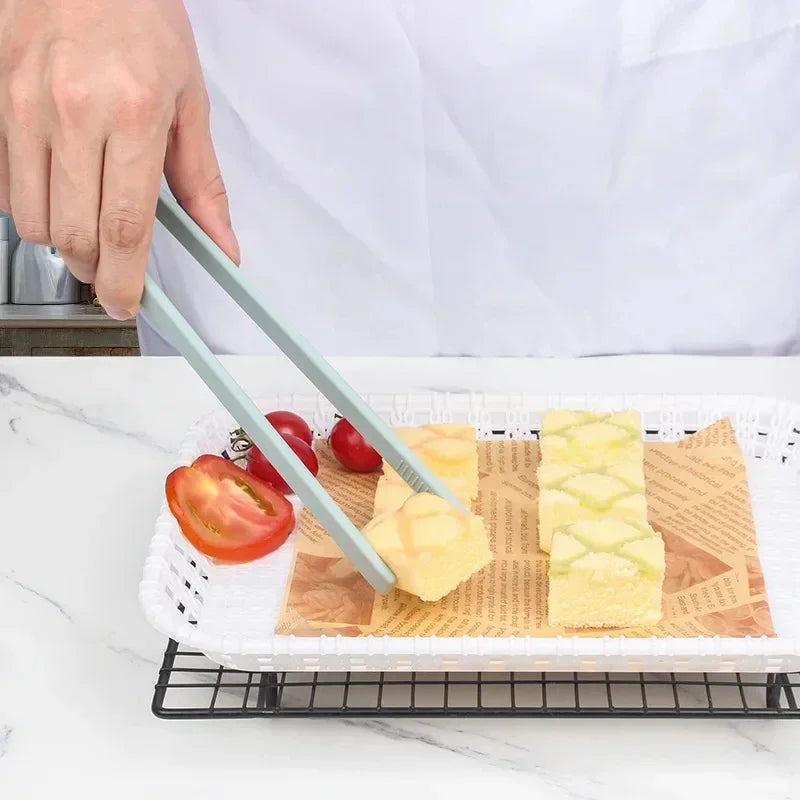 Salad Food Tongs Anti-slip Silicone Kitchen Utensils Barbecue Clip Three Prong Pliers Cookware Bbq Tool Chef Tools Gadgets Bar Qme