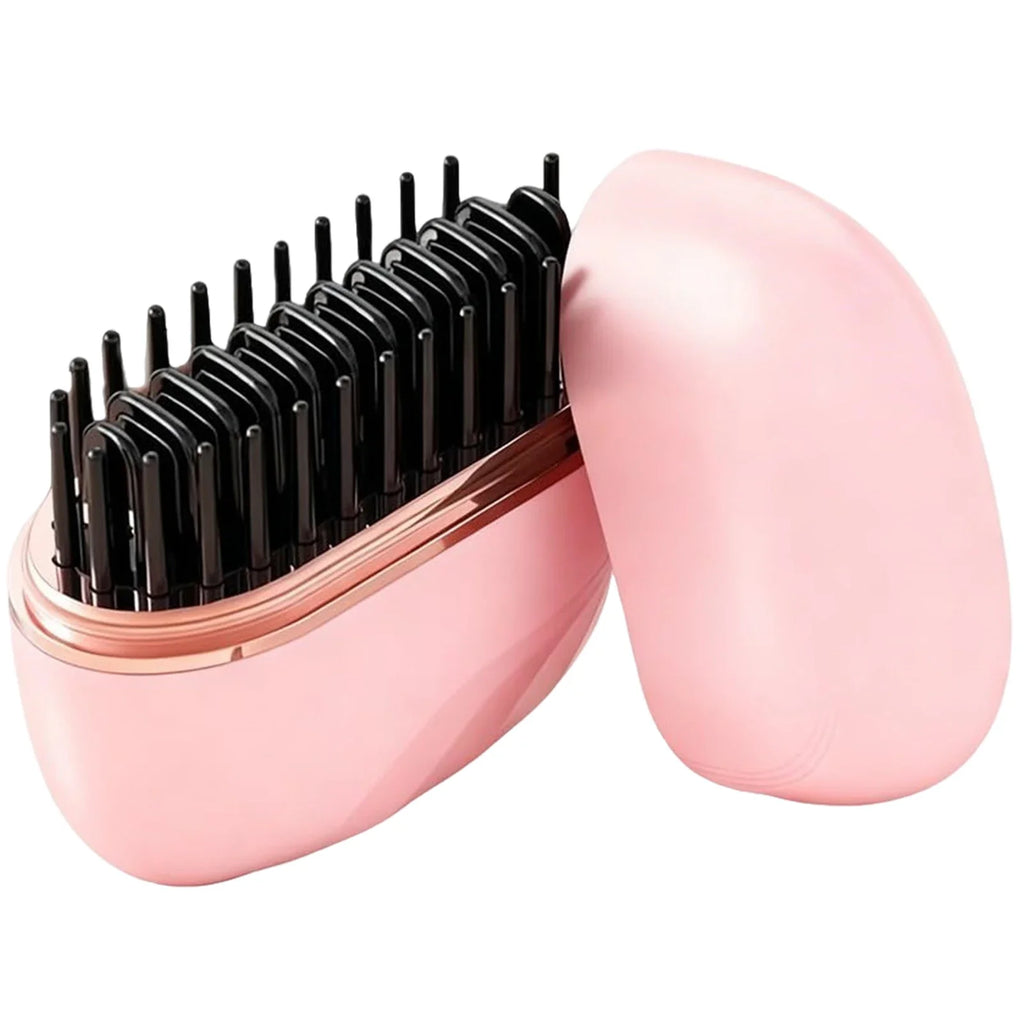 Mini Fast Heating Hot Comb Rechargeable Hair Straightening Comb with 3 Temp Settings Cordless Hair Straightening Brush for Women Qme Pink