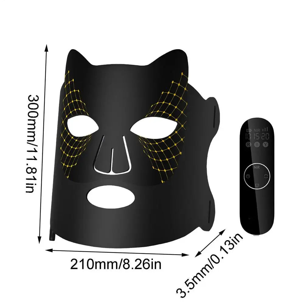 4 Colors Photon Silicone Face LED Mask Anti-aging Rejuvenation Qme Black China Mainland