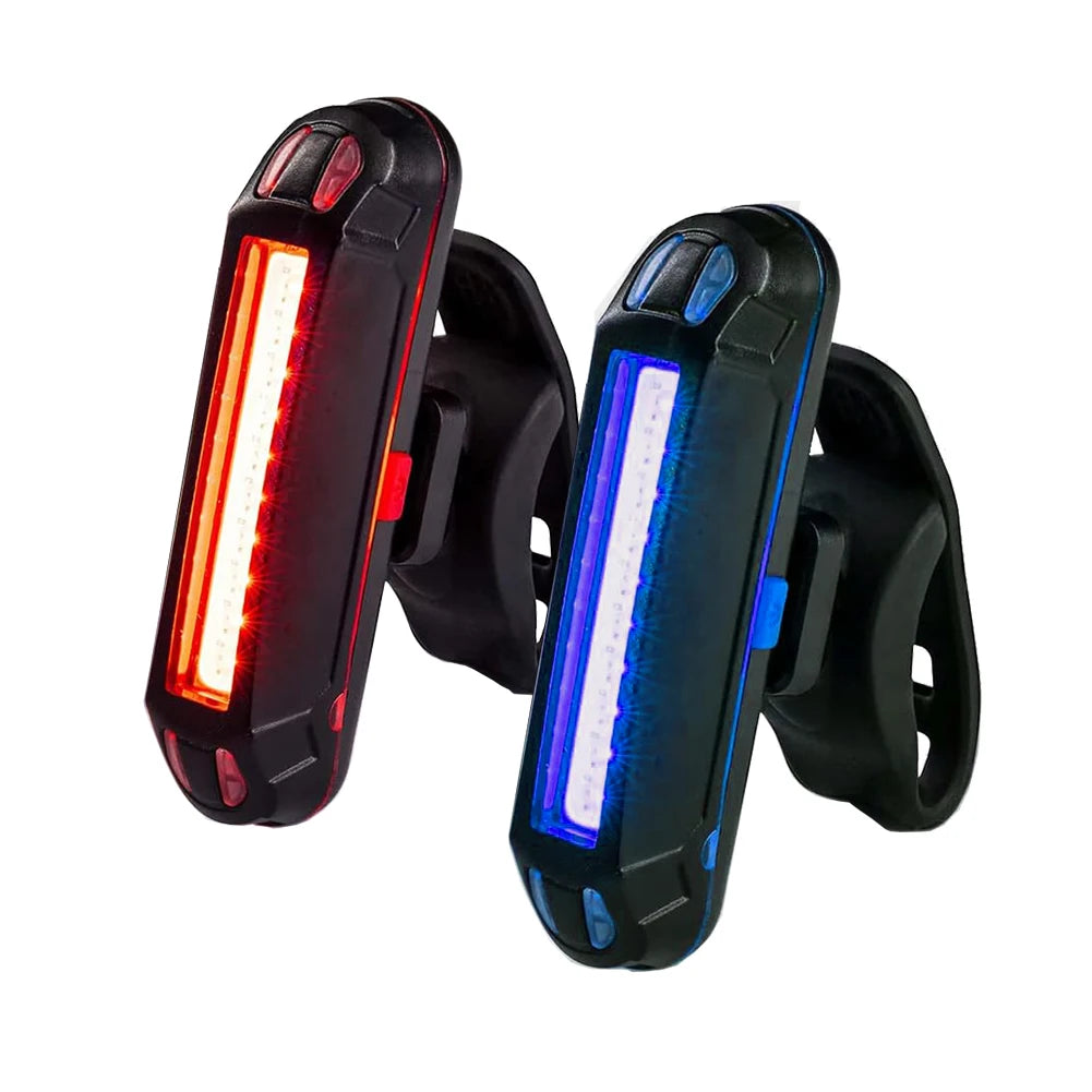 Bike Rear Tail Light, USB Rechargeable LED Safety Light for Bicycle, Ultra Bright Waterproof Cycling Taillight Fits on Any Road Qme 2PCS(Red-Blue light) 300-600 Lumen < 1000 Mah