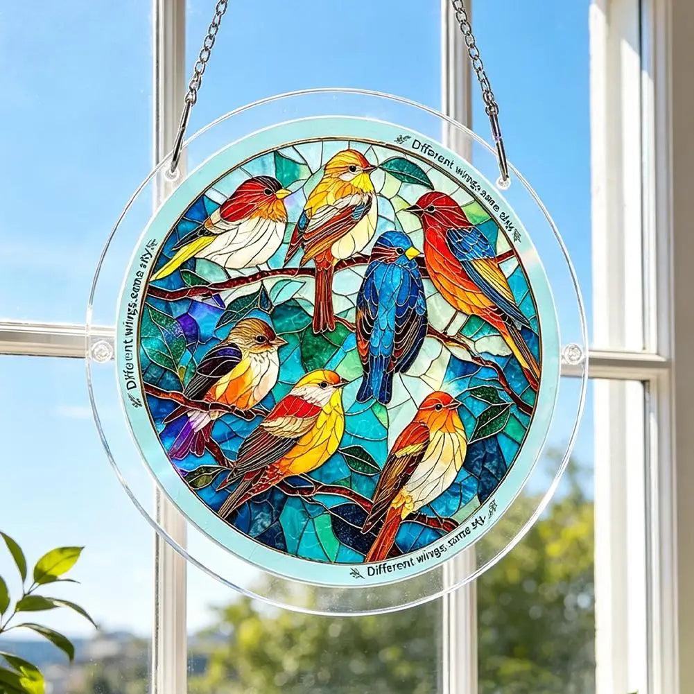 Window Hanging Suncatcher Acrylic Puzzle Round Garland Decoration Qme