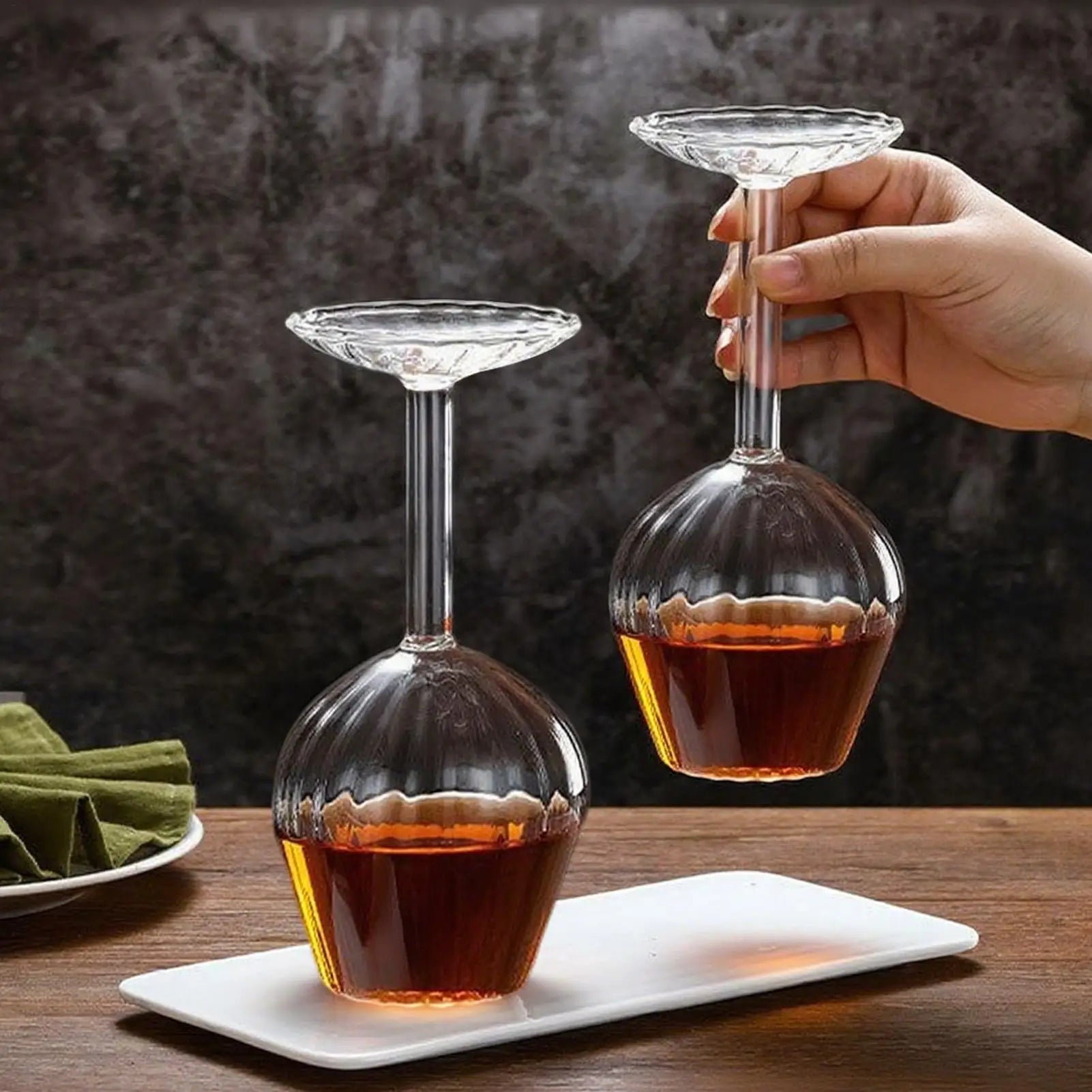 Stemmed Wine Glasses Creative Upside Down Cups Inverted Drinkware Men Qme