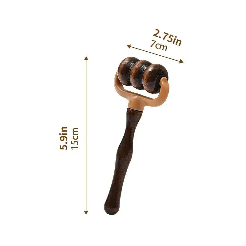 Handheld Wooden Massage Roller Neck Shoulder Head Massager Muscle Qme ONESIZE