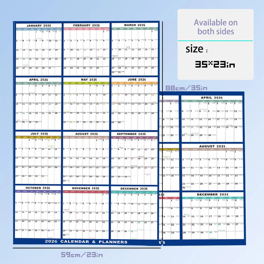 Wall Calendar Dry Erase 2026 Wall Calendar 12 Month 24 X 36 Inch Yearly Schedule Organizer for Indoor Home Fridge Office Qme