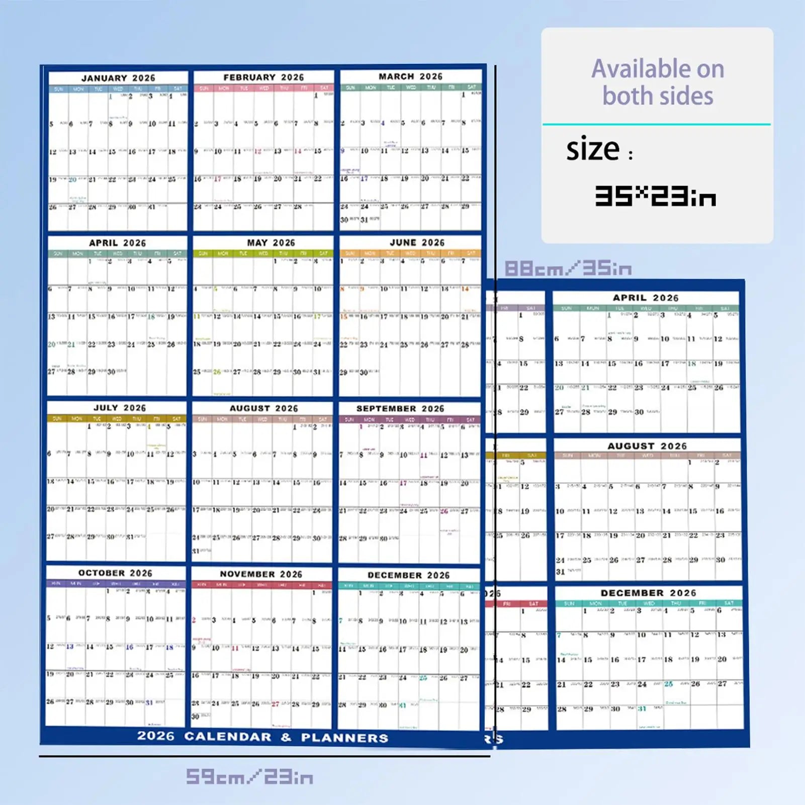 Wall Calendar Dry Erase 2026 Wall Calendar 12 Month 24 X 36 Inch Yearly Schedule Organizer for Indoor Home Fridge Office Qme