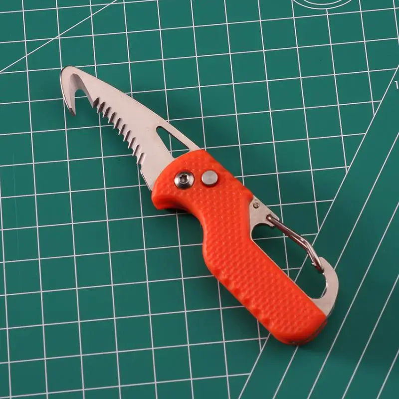 Outdoor Camping Portable Folding Knife Multifunctional Serrated Hook Qme 2 Orange