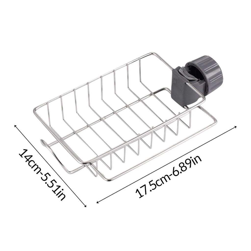 Faucet Stainless Steel No-punch Adjustable Kitchen Sink Drains Rack Towel Rag Holder Bathroom Small Durable Storage Shelves Qme