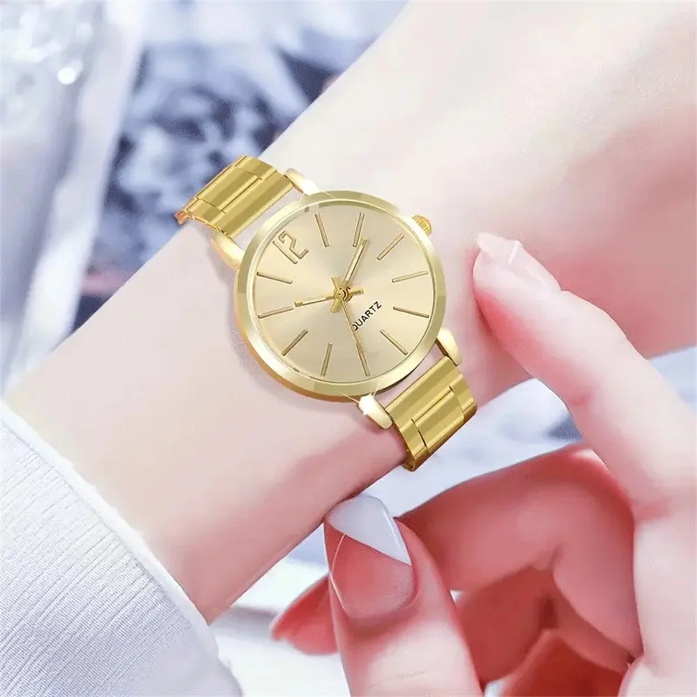 4pcs of fashionable business casual perfect classic luxury couple teenagers style quartz watch minimalist bracelet suit best Qme