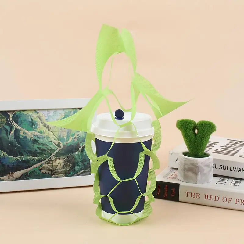 Milk Tea Packaging Pouch Green Blue Solid Single Cup Takeaway Bags Qme Light green