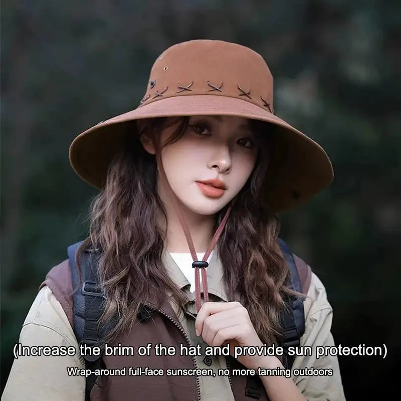 Breathable Western Cowboy Hat Solid Adjustable Wide Brim Sun Outdoor Qme