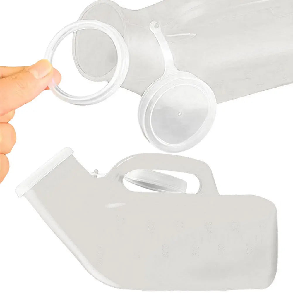 1200ml Pee Container Spill Proof Urine Bottle Plastic Mens Bedpan Bottle with Lid for Car Elderly and Incontinence Qme