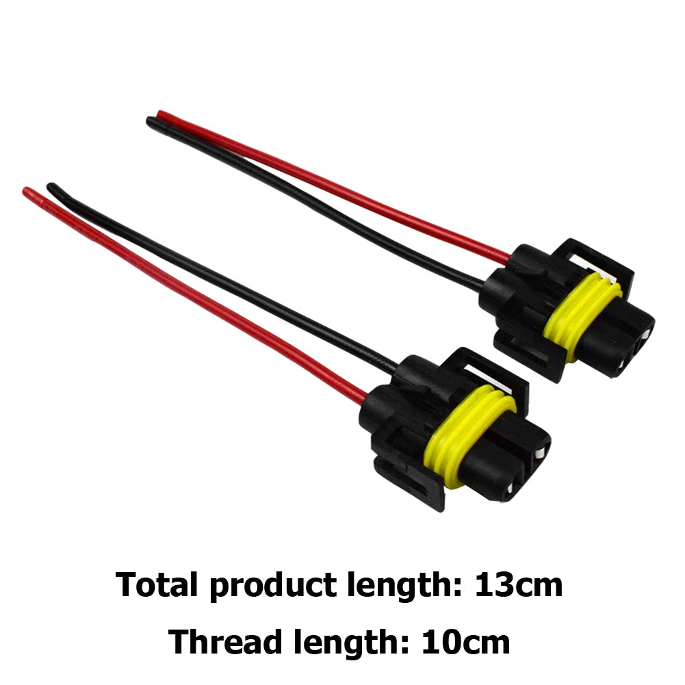 2pcs Female Adapter Connector 12-24V H8/H9/H11 Bulb Socket Female Adapter Auto Accessories Replacement for Headlight Fog Light Qme