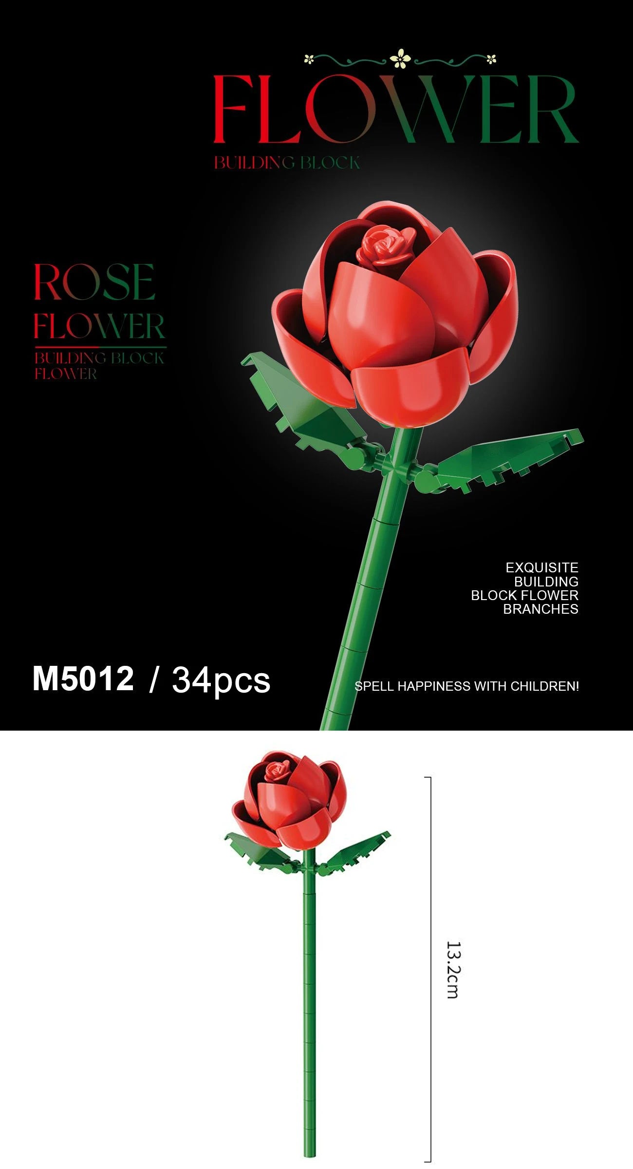 Building block flower set, DIY floral decoration kit, suitable for desktop decoration and room accessories – a perfect gift idea Qme 5012-Opp bag