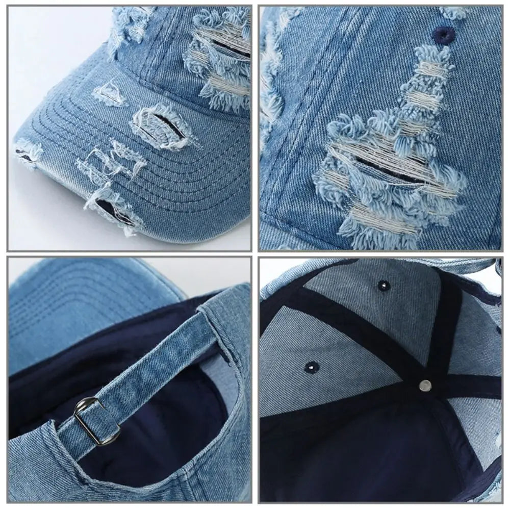 Simple Creative Denim Baseball Cap Hip Hop Cotton Sunscreen Hat Qme