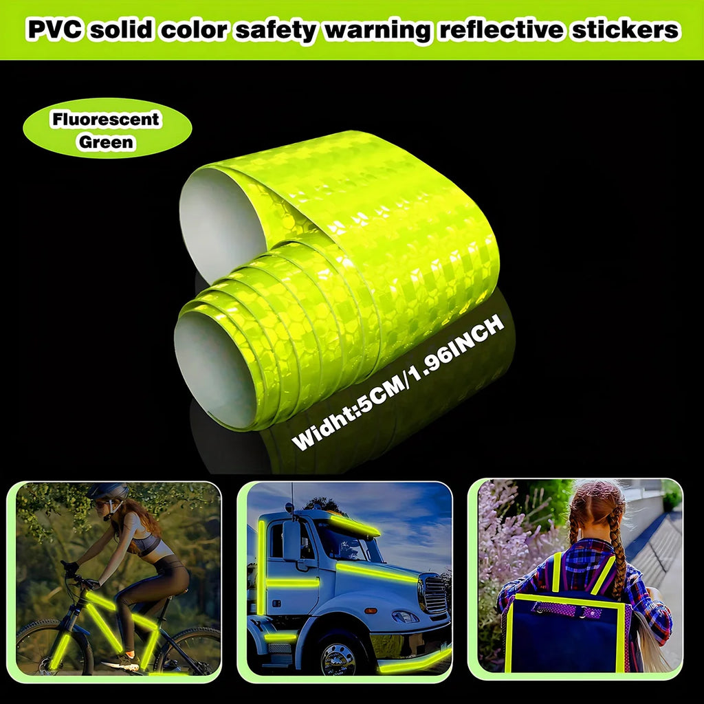High Visibility Car Reflective Tape Night Driving Safety Warning Strip Motorcycle Reflector Decal for Enhanced Visibility Qme Fluorescent Green 5m 5cm