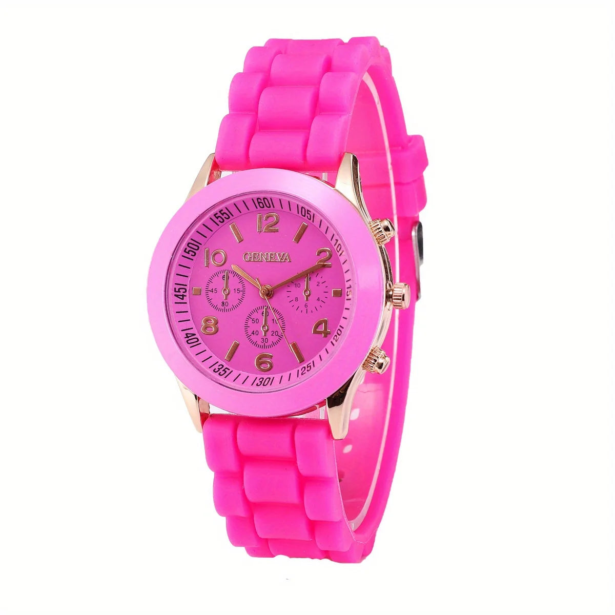 Watch Hot Sales Geneva Brand Silicone Women Watch Ladies Fashion Dress Quartz Wristwatch Female Watch montre relogio feminino Qme Rose red