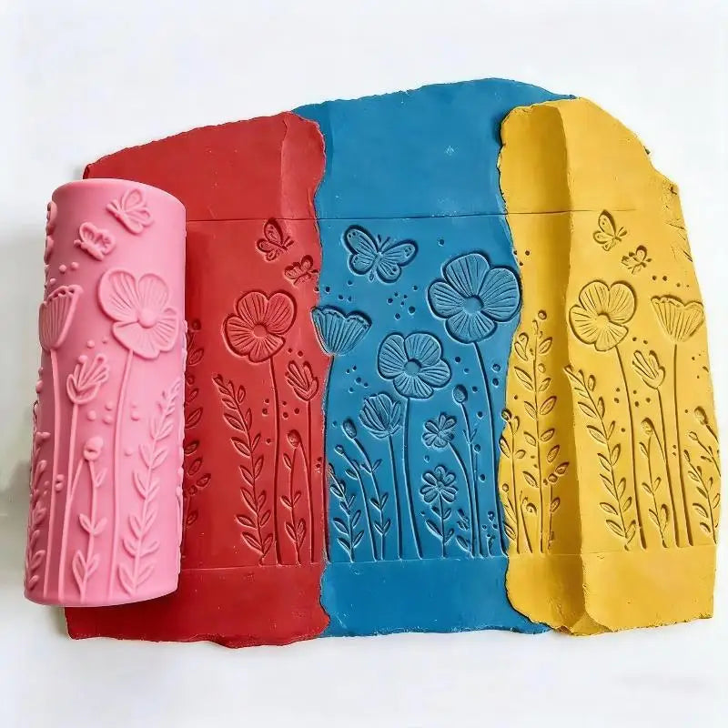Floral Butterfly Texture Polymer Clay Roller Food-safe Ceramic Qme