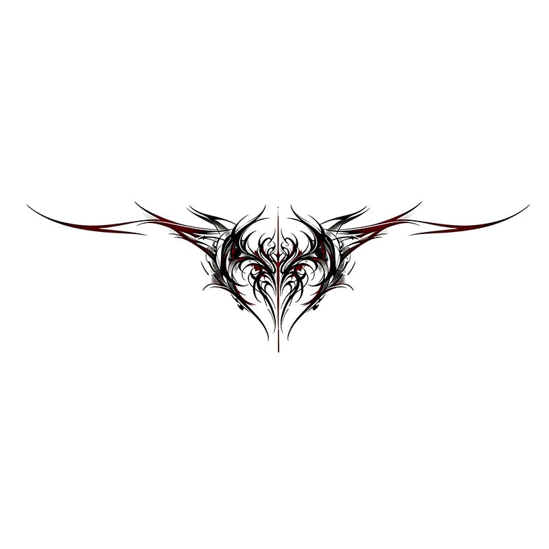 Dark Black Line Tattoo Sticker Temporary Tattoo Waterproof Long-Lasting Sexy Symmetrical Pattern Couple Fake Tattoo for Qme