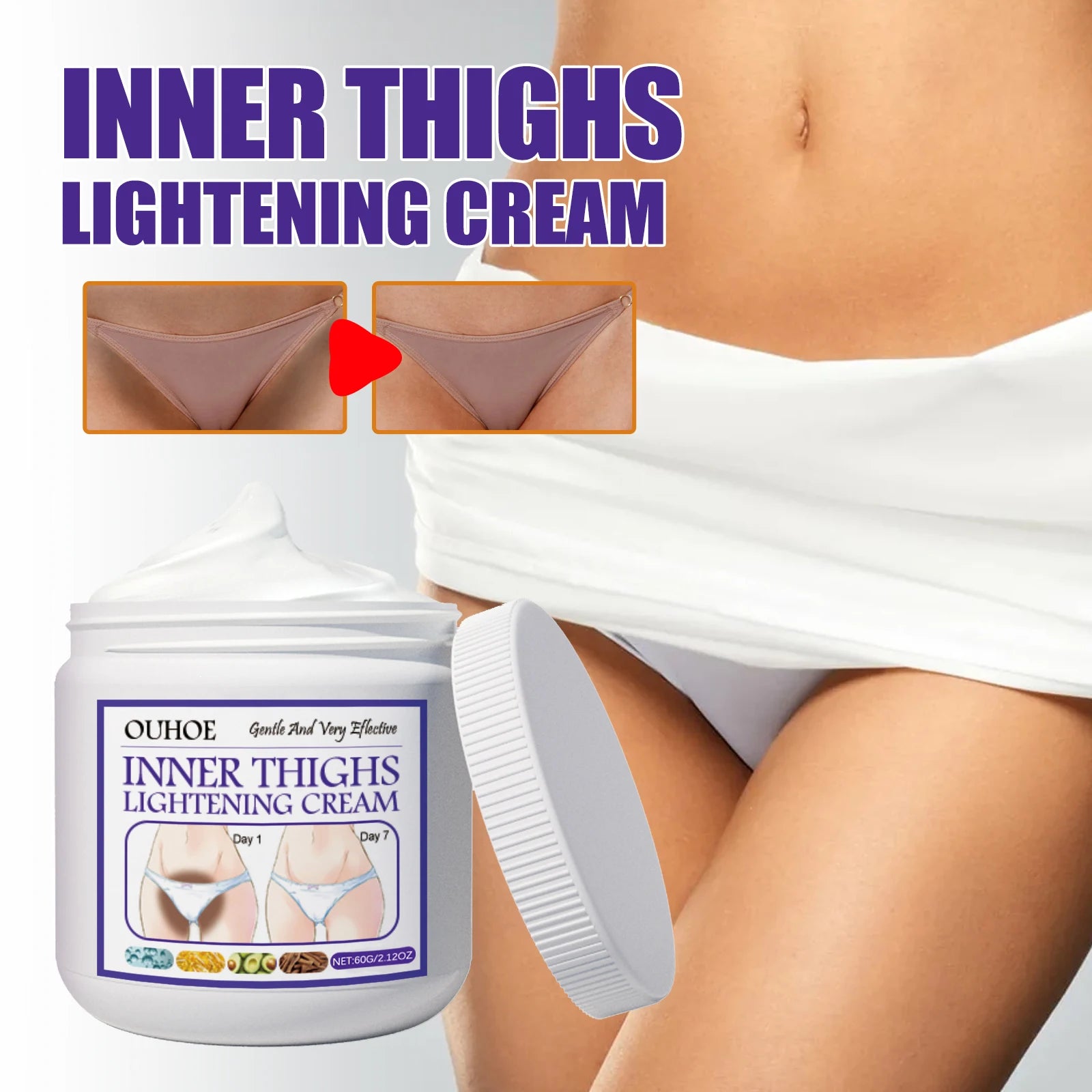 Inner Thighs Lightening Cream Private Area Armpit Buttock Dark Spots Whitening Lotion Body Brighten Melanin Even Skin Tone Qme